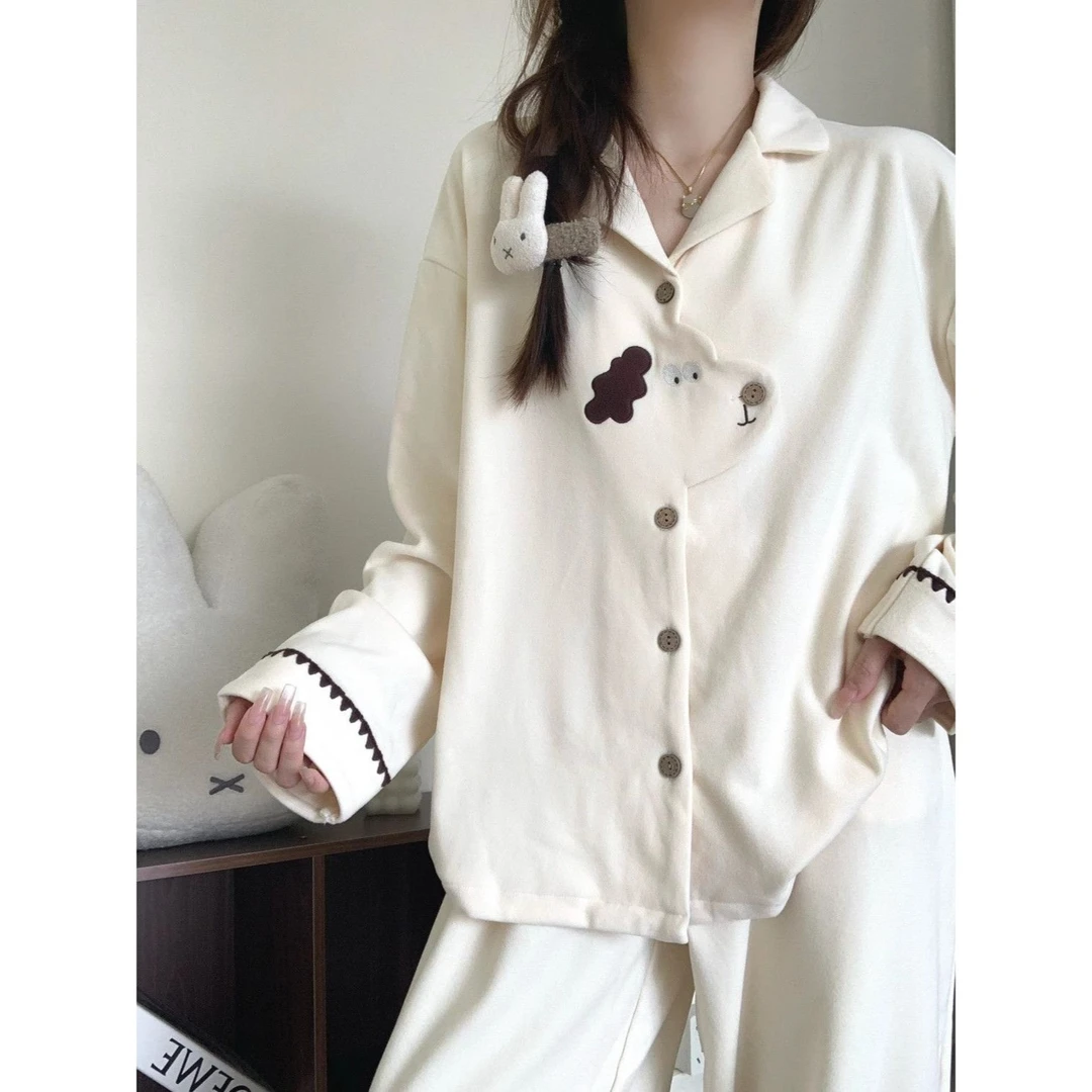 秋冬韩版可爱小狗磨毛德绒睡衣女款冬季保暖家居服2025新款T