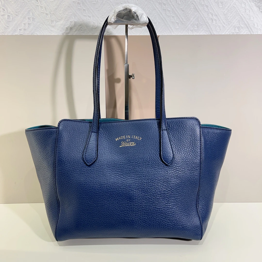 95新 GUCCI/古驰 GUCCI古驰宝蓝菜篮子单肩托特包a9249