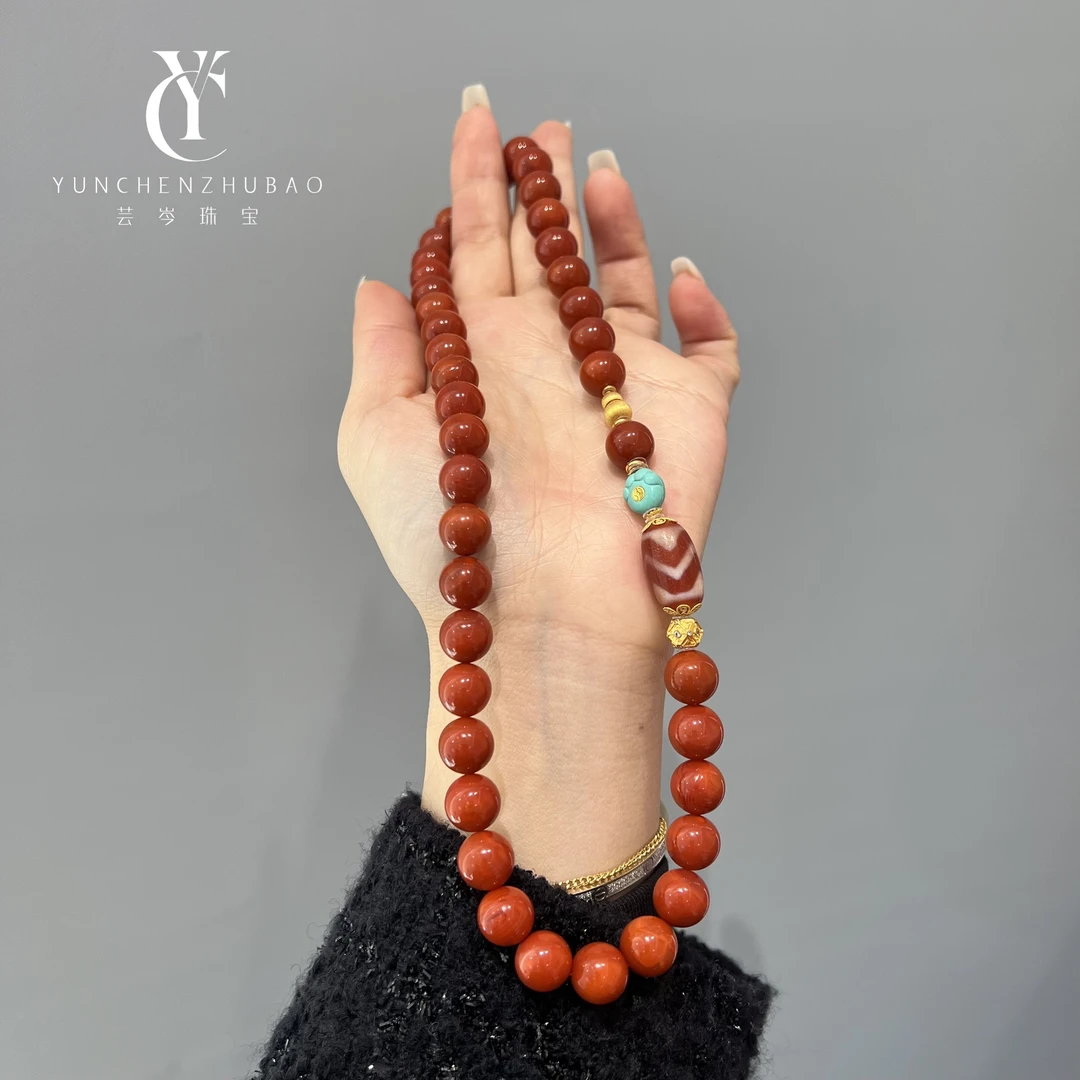 南红18k金项链 卡10.5mm 00266