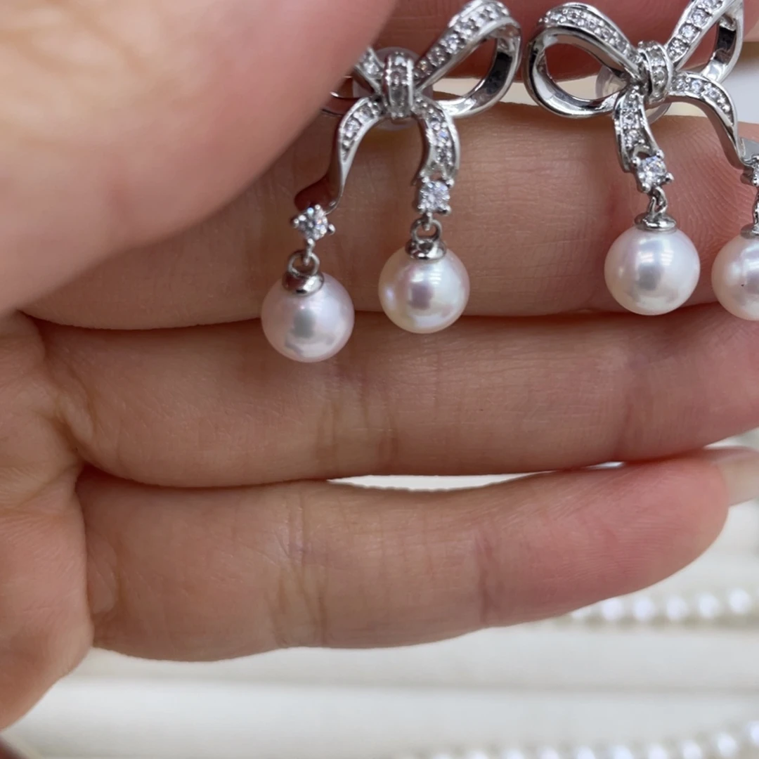海水珍珠耳饰银S925镶嵌