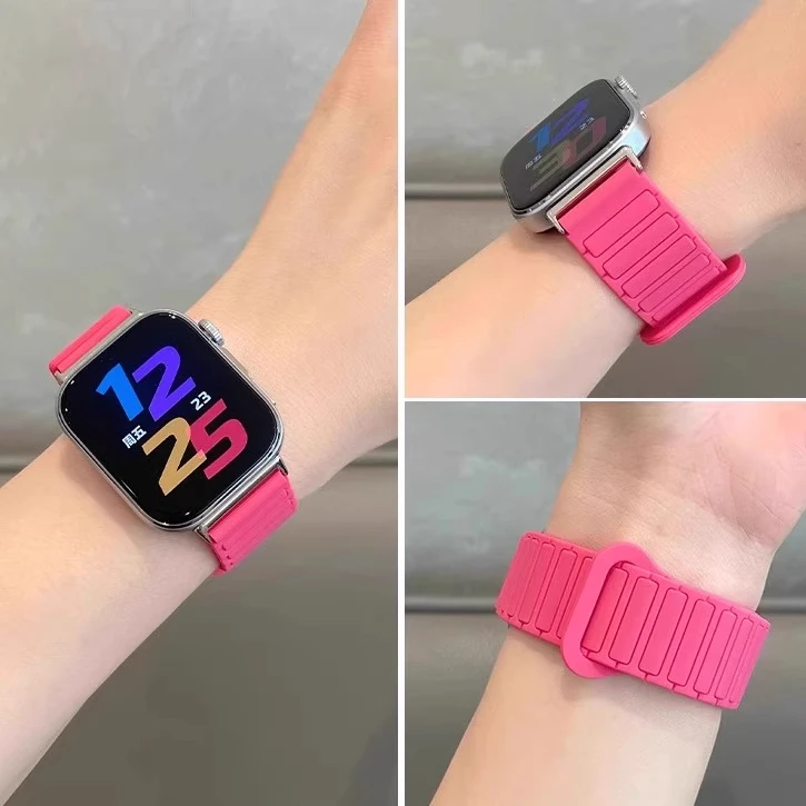 适用小米8pro手环硅胶磁吸表带小米手表9pro红米watch4拼色watch5