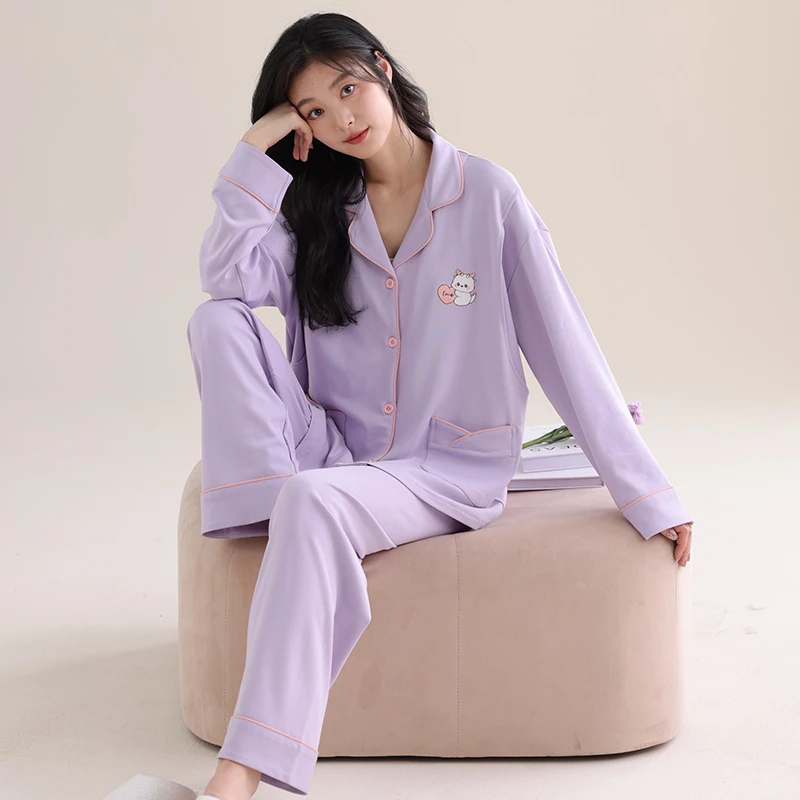【带胸垫-春秋款】月子服产后产妇孕妇哺乳衣睡衣住院服宽松家居