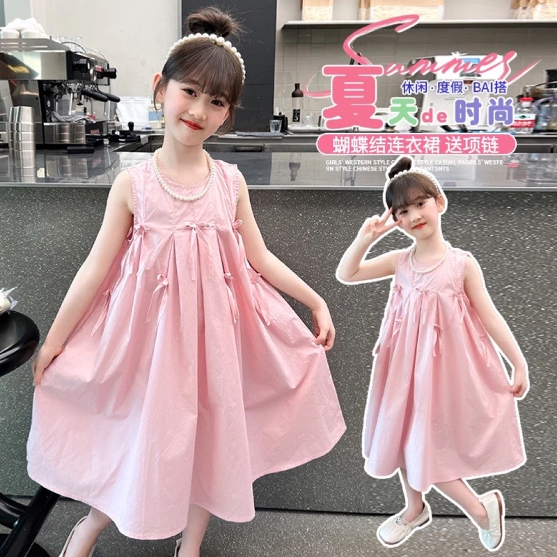 女童连衣裙夏款2025新款儿童洋气公主裙中大童韩版无袖裙子女孩潮