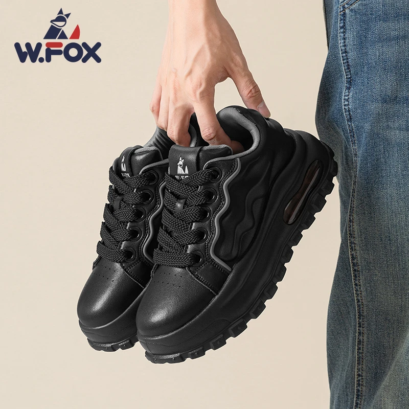871男士时尚休闲鞋低帮透气百搭厚底城市运动风车缝线黑色复古