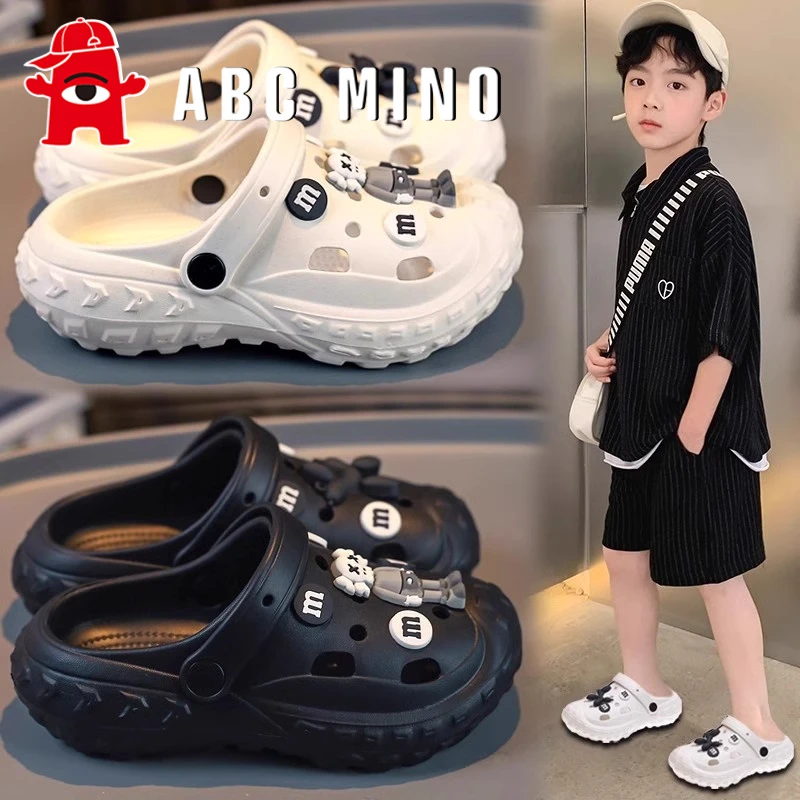 ABC MINO男童拖鞋夏季2025新款厚底防滑儿童洞洞鞋男孩卡通凉拖鞋