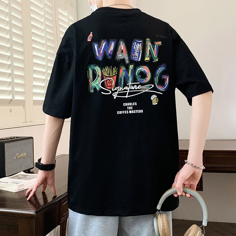 【现货秒发】夏季男士简约百搭休闲半袖大码上衣潮流圆领T恤