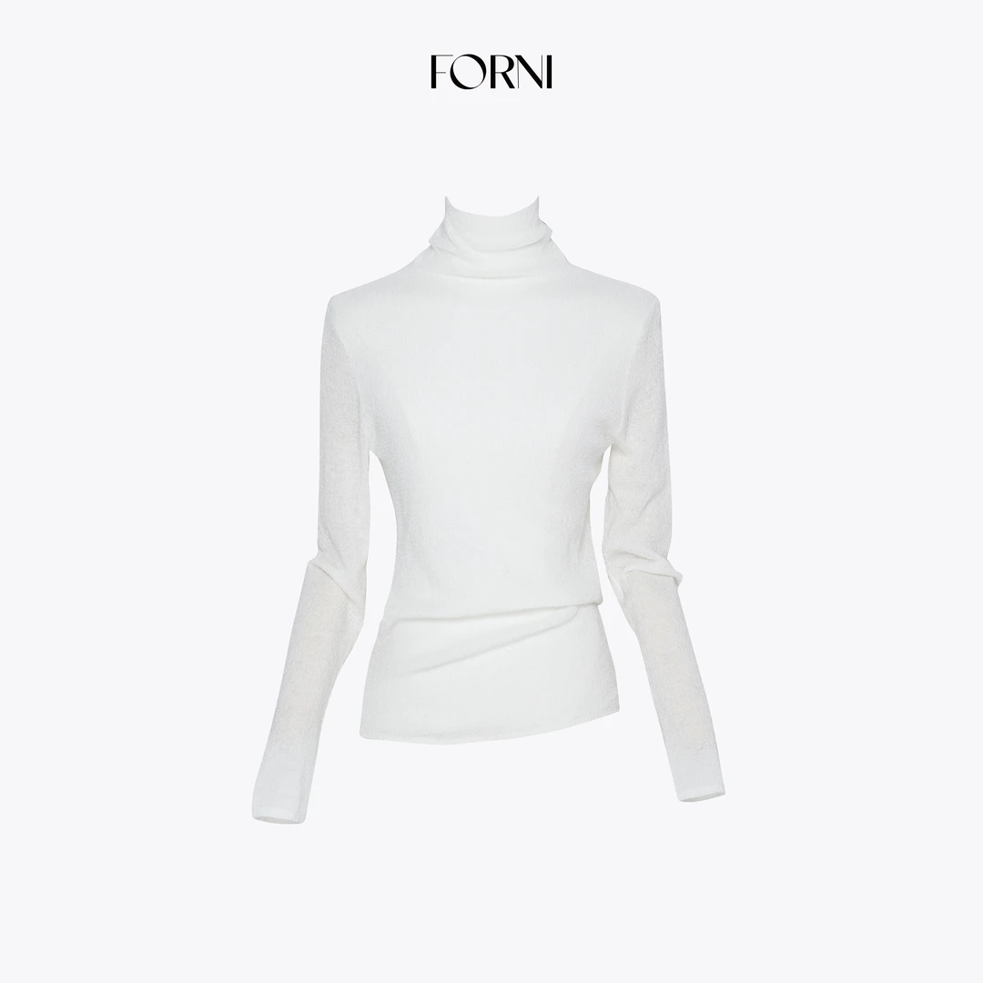 FORNI 柔光衫 丝光羊毛堆堆半高领针织打底衫