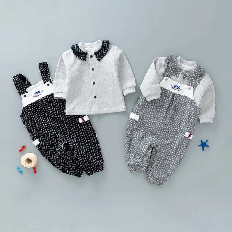 婴格朗迪YG206008双层背带裤套装春秋儿童宝宝