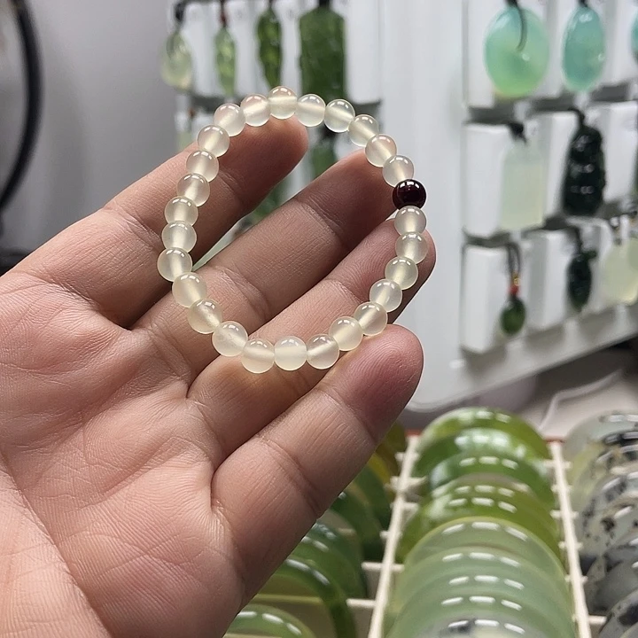 蛇纹石玉合金手链