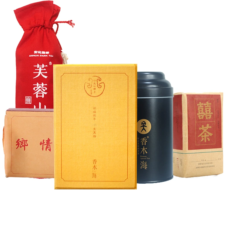 (到手五款)茶乡情乡月茯砖+喜茶+海拔1000米天尖+十六两+洗心禅茶