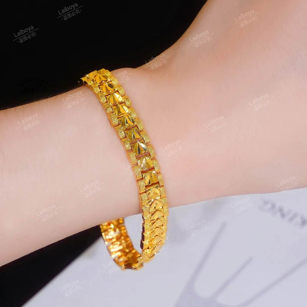 铜合金手链 一心一意 七夕富婆金色手链轻奢时尚百搭高级百搭