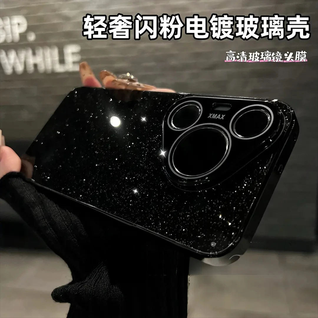 新款适用华为pura70手机壳轻奢满天星闪粉电镀玻璃带镜头膜70Pro
