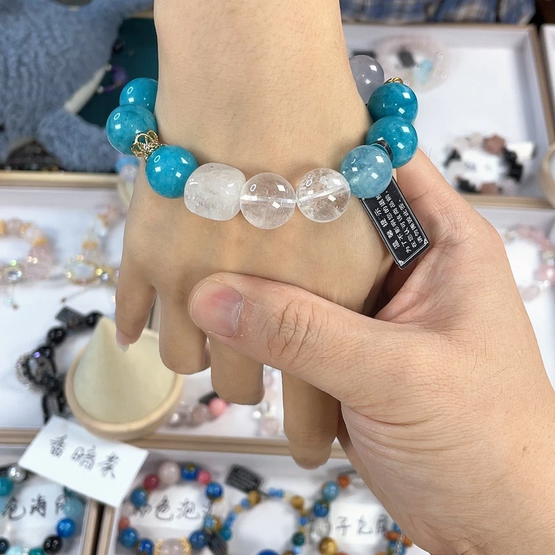 水晶手链银S925镀金镶嵌