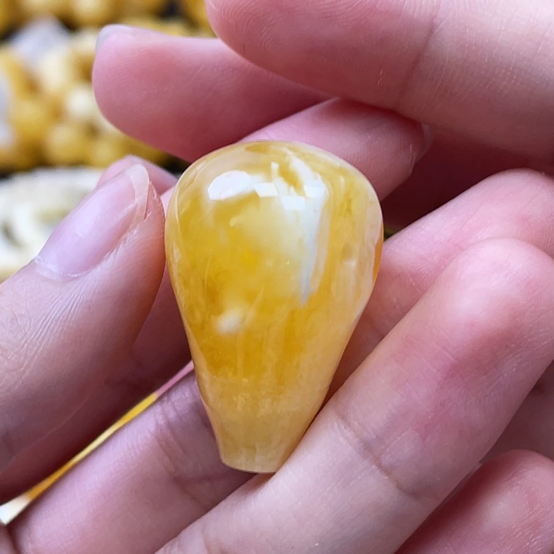蜜蜡未镶嵌珠宝奇石瑕三通对孔16.5mm