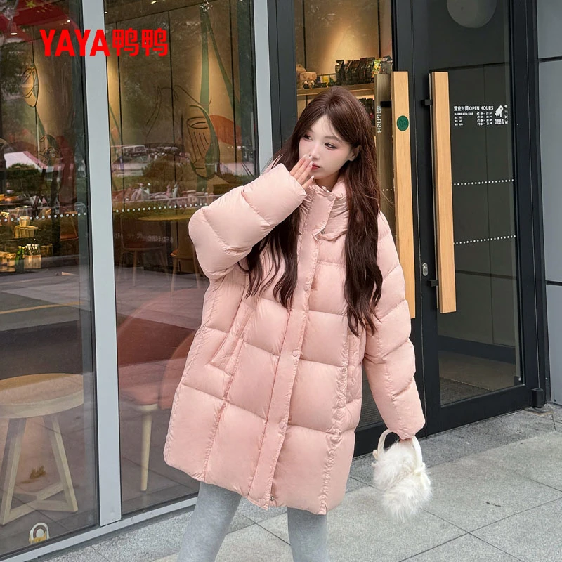 YAYA/鸭鸭2025年新款时尚中长款女长款保暖潮流时尚百搭羽绒服