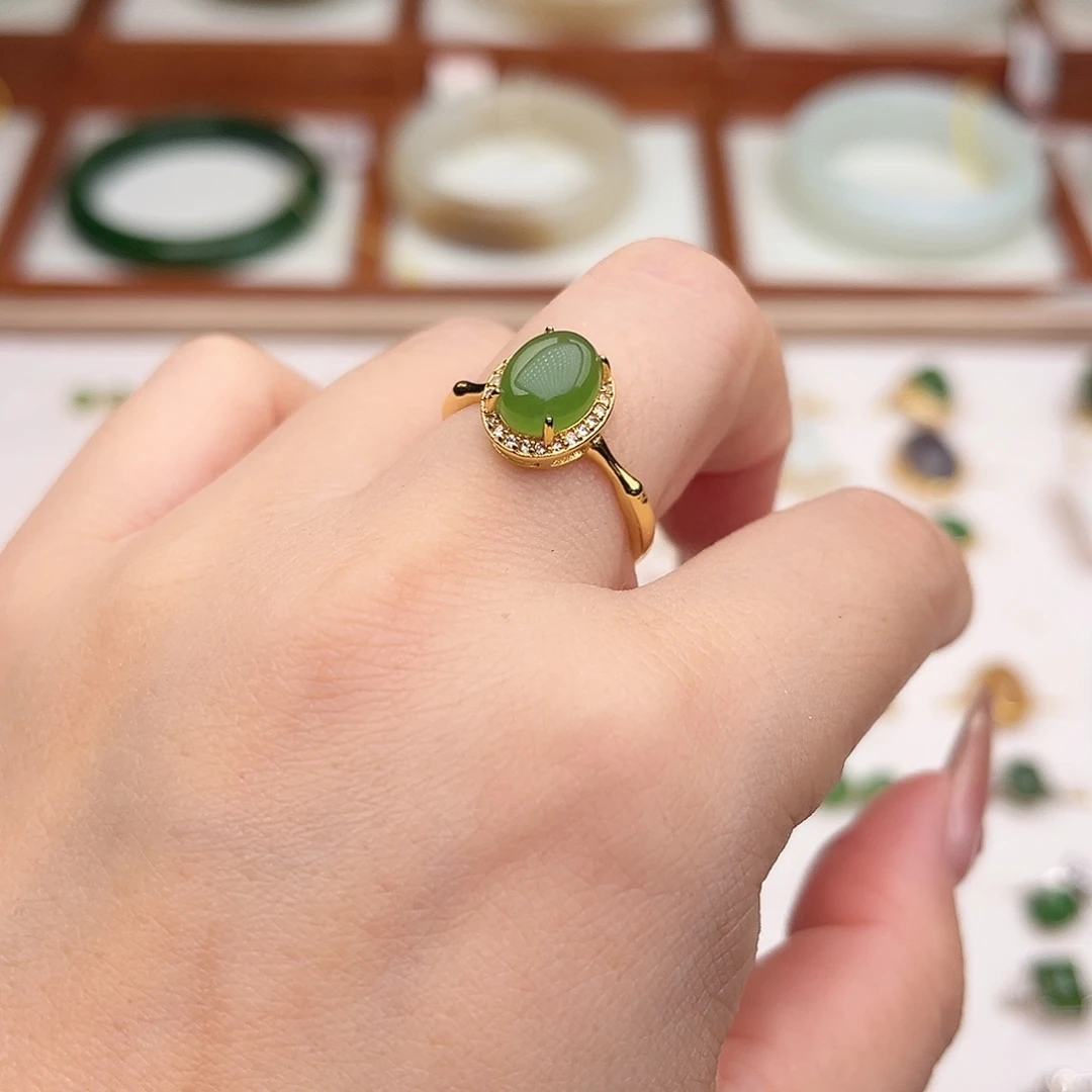 和田玉银S925镶嵌戒指