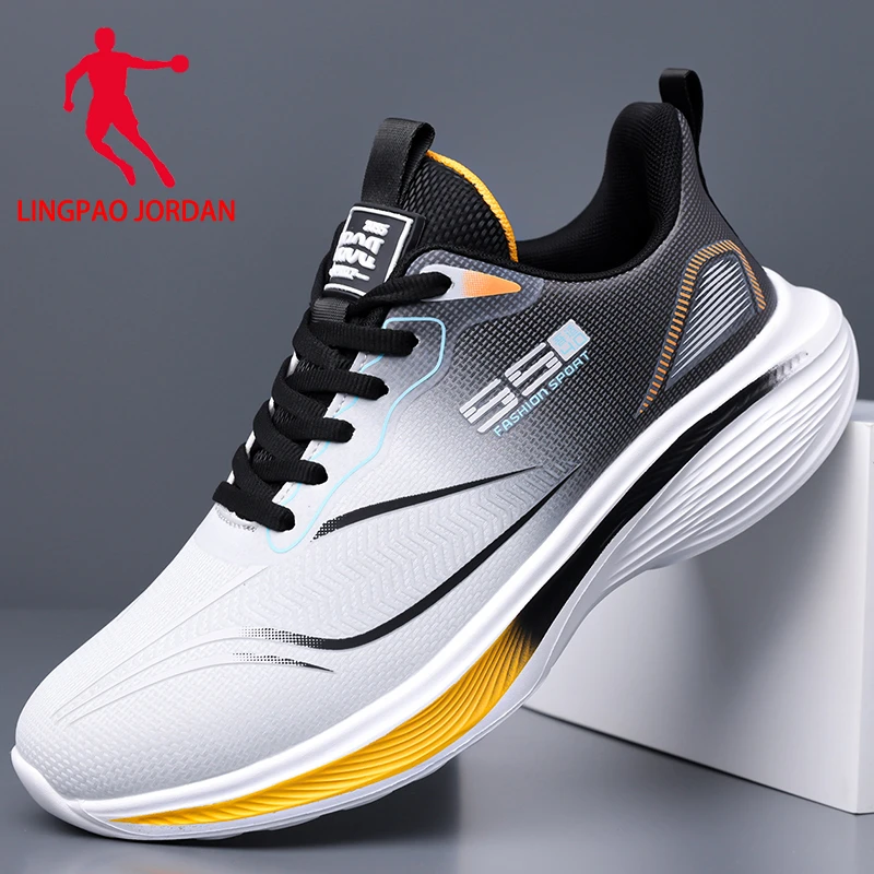 领跑乔丹男鞋皮面防水运动鞋男鞋青少年秋冬减震软底轻便跑步鞋男