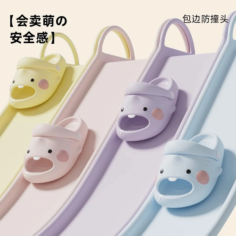 儿童拖鞋女童萌牙鲨夏季室内洗澡EVA防滑凉拖鞋中小童绑带洞洞鞋