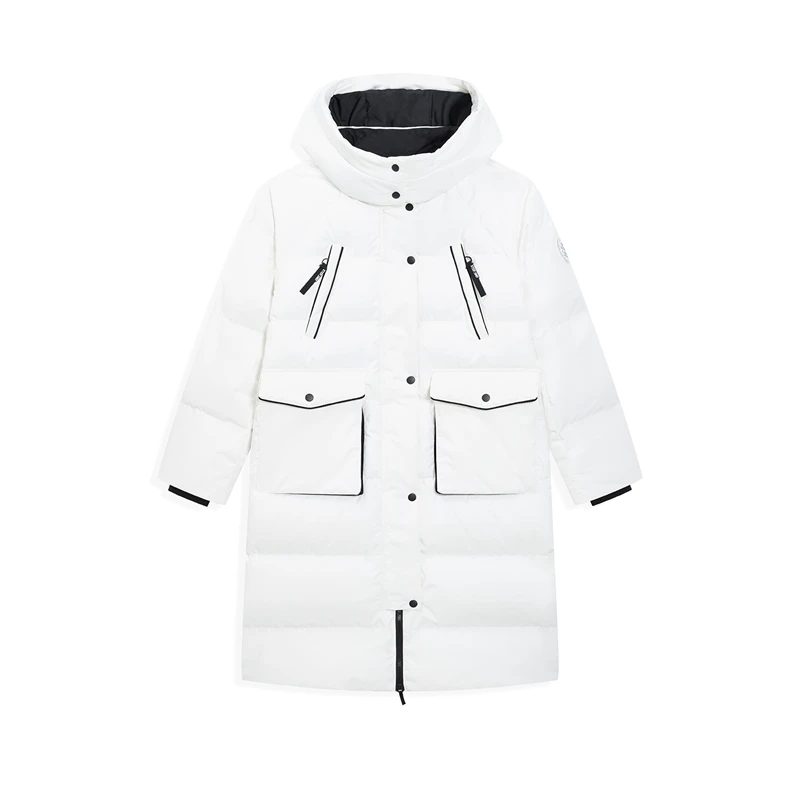 XTEP/特步寻境冰雪小镇】连帽中长款保暖运动羽绒服女975428640240