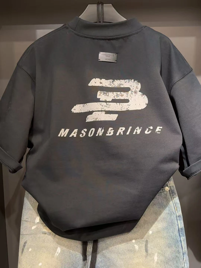 2803E字母重磅高克重时尚潮牌休闲圆领半袖T血百搭潮流印花宽松