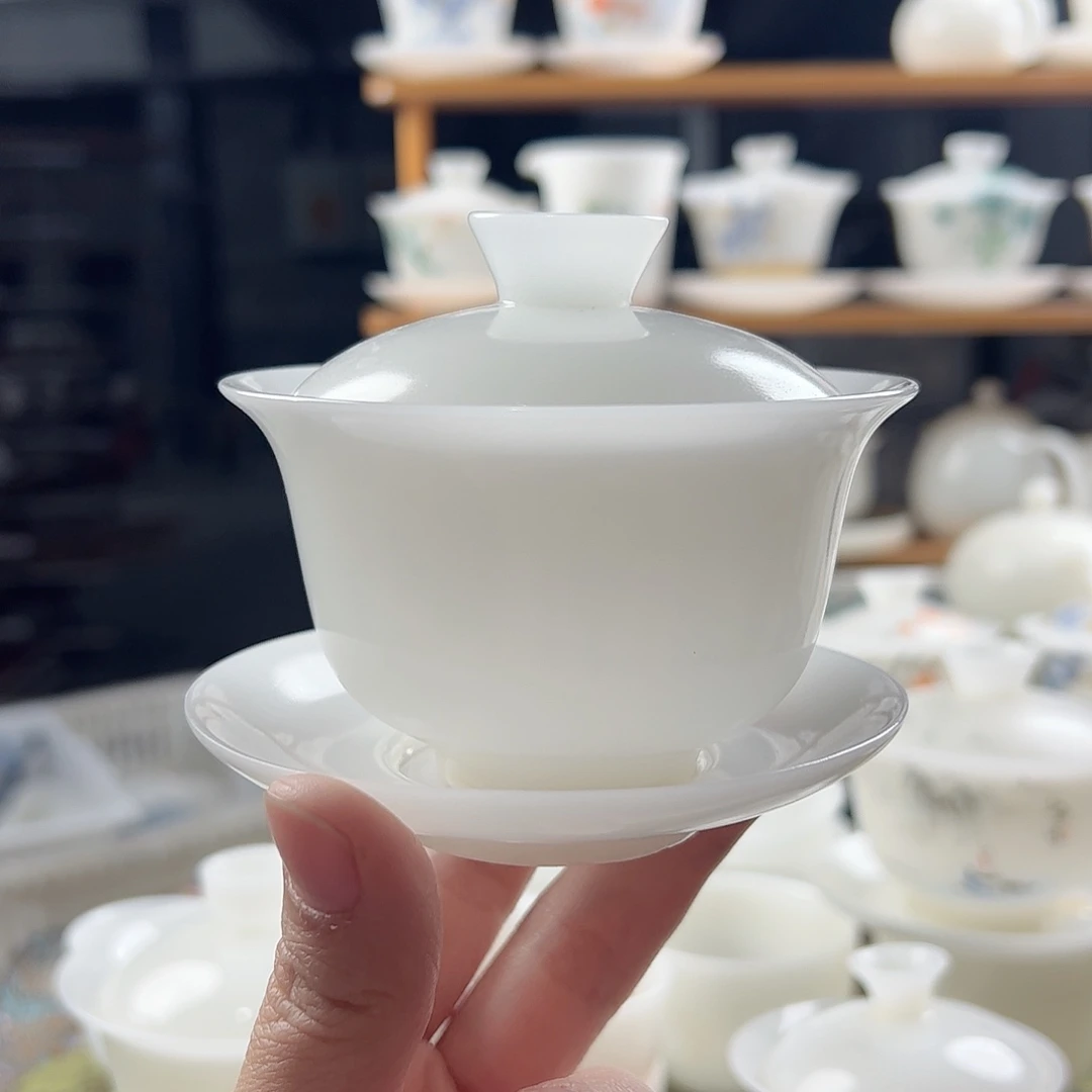 素烧璞玉油润型元宝盖碗满容170ml