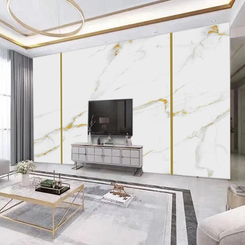 2025新款简约金色大理石纹电视壁布时尚大气电视墙背景墙贴
