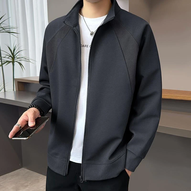 【TQUX港奢男装】针织开衫外套2025秋季新款潮休闲宽松男士立领夹克