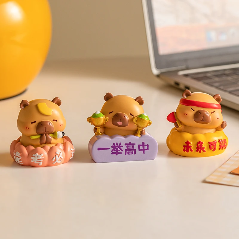 创意卡皮巴拉小摆件逢考必过中高考励志加油桌面解压装饰毕业礼物