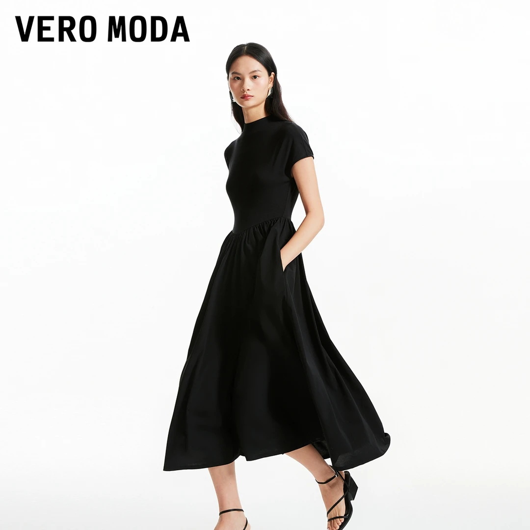 Vero Moda连衣裙小众洋气女装简约拼接短袖时尚休闲325161015