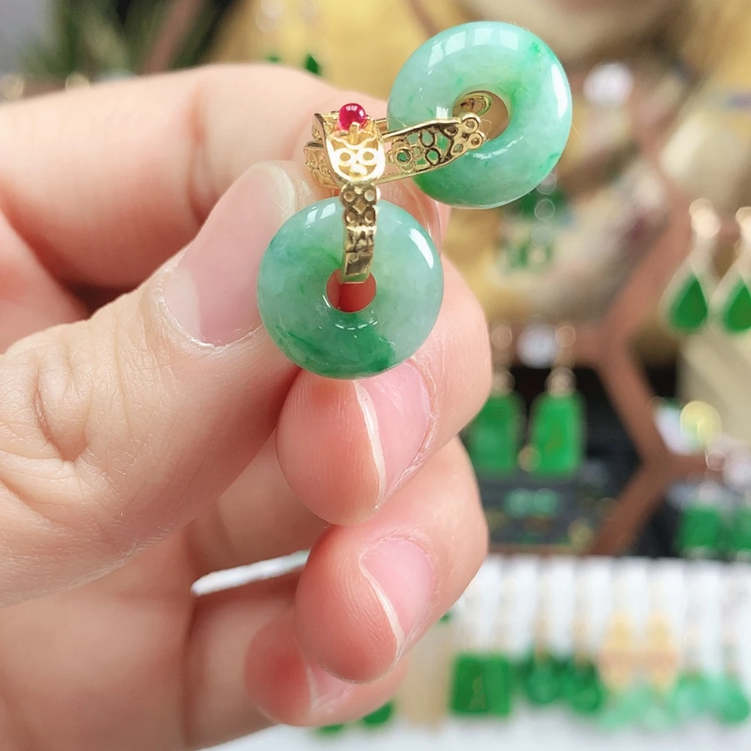 翡翠耳饰银S925镶嵌耳饰