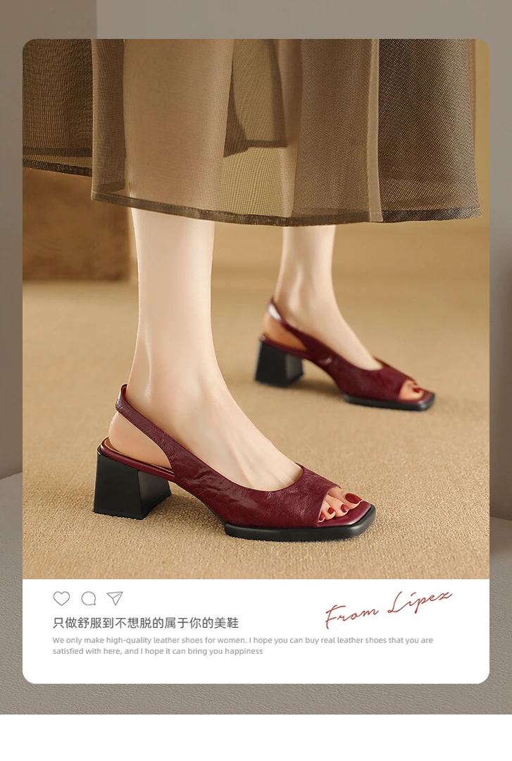 清仓镂空鱼嘴凉鞋女夏季粗跟单鞋2025夏季新款高跟鞋白色大码女鞋