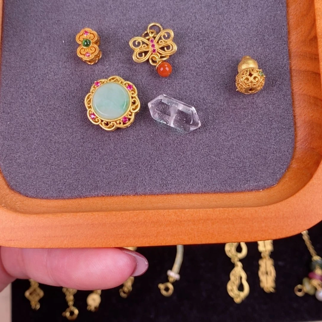 水晶珠宝半成品银S925镀金镶嵌