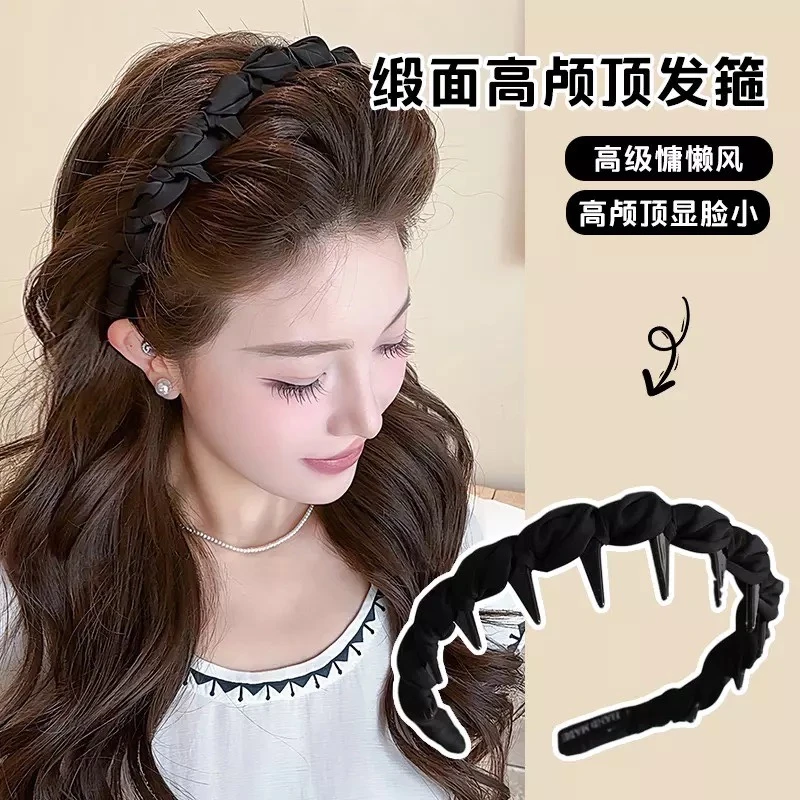高颅顶发箍高级感显脸小洋气时尚头箍防滑带齿压发发卡女孩头饰