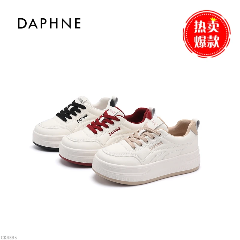 达芙妮女士秋季中跟潮流户外百搭复古系带圆头厚底时尚运动休闲鞋