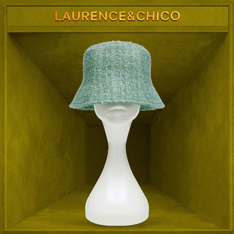 LC灵蛇扣粗花呢盆帽,瓦松绿P5AE10431016