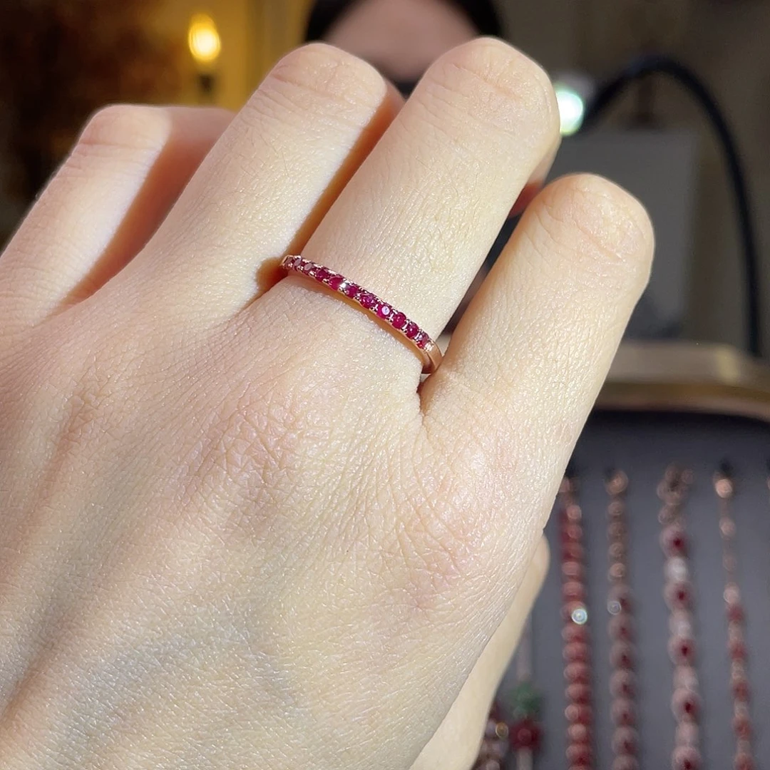 红宝石戒指银S925镶嵌