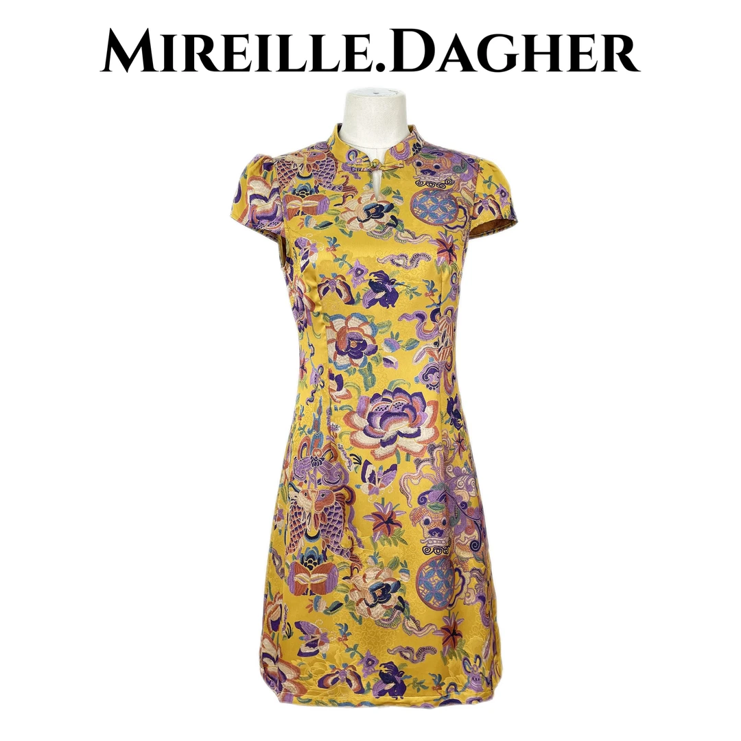 米莱Jiaer/夏季新品重工提花新中式国风旗袍风连衣裙X27639