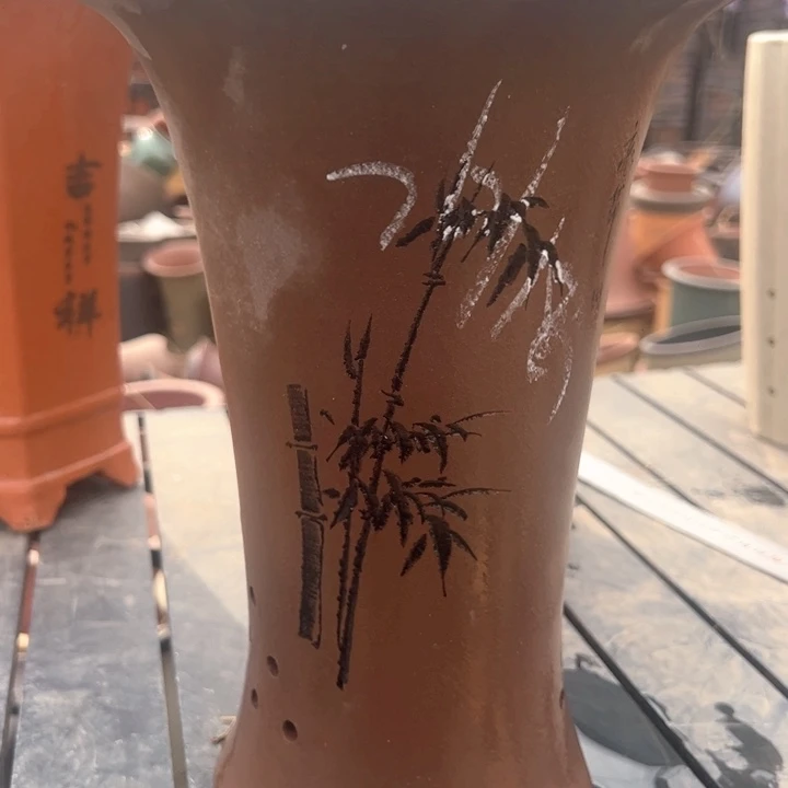 红陶紫砂兰花盆微瑕