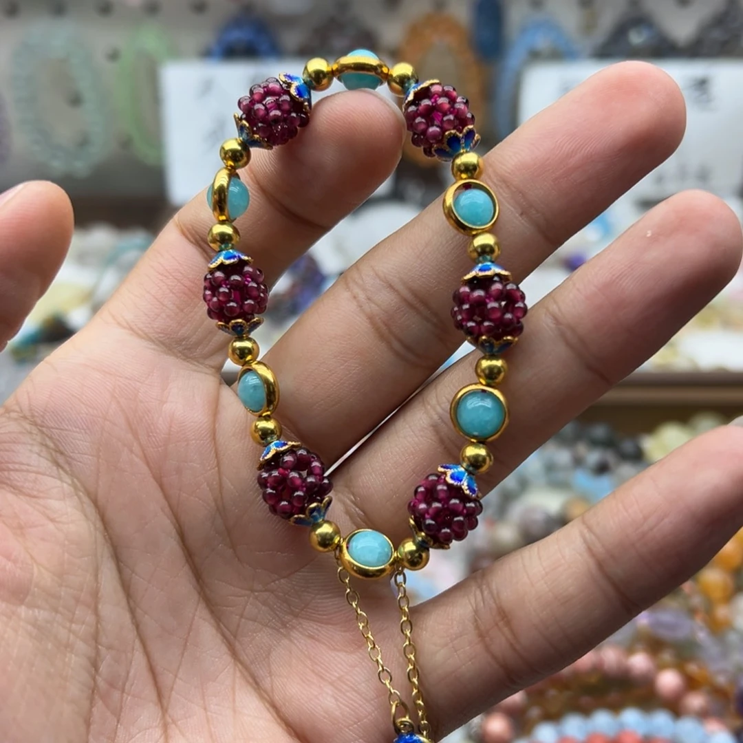 手链未镶嵌水晶石榴石diy