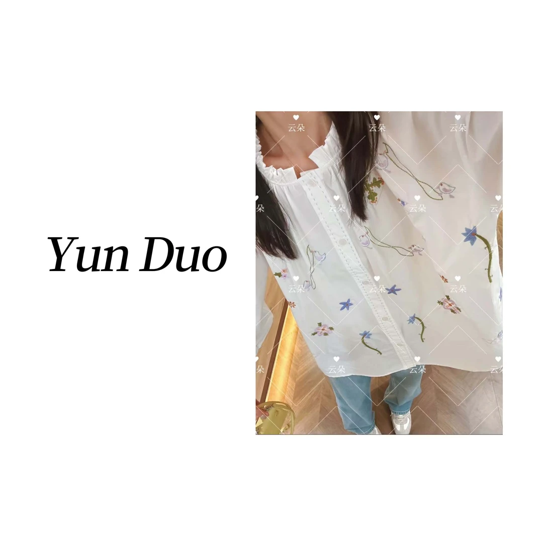 云朵定制 【春意】重工刺绣冰花纯棉衬衫LA31