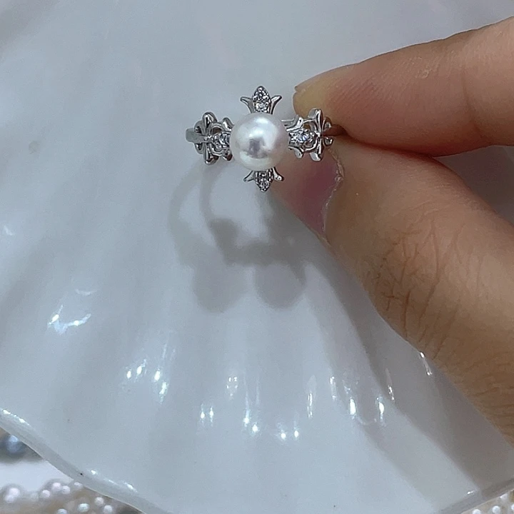 银S925镶嵌戒指淡水珍珠