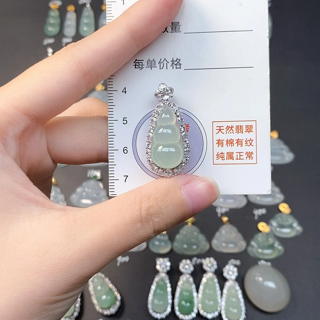 吊坠(不含链)银S925镶嵌翡翠全场缅甸A货翡翠