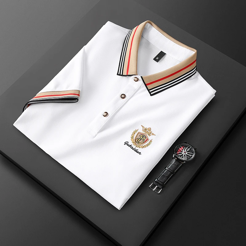 范希巴迪男士夏季轻奢潮流刺绣polo衫时尚休闲商务领短袖polo衫