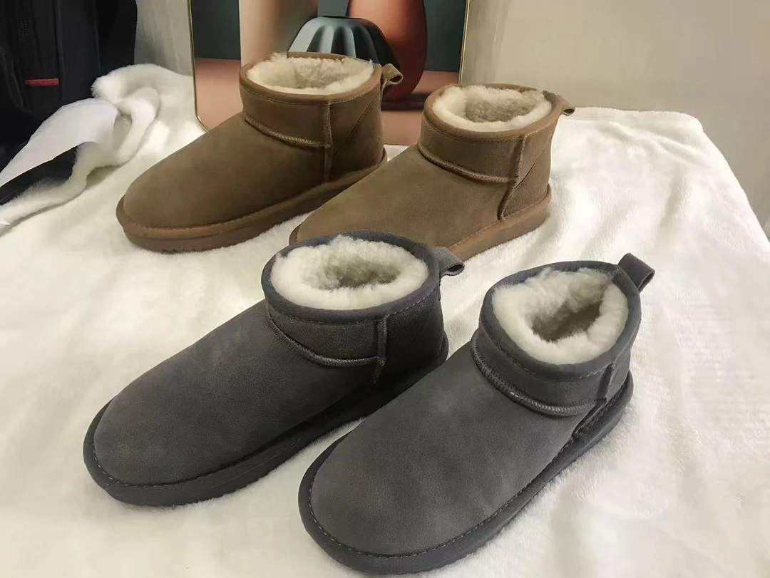 真皮真毛羊皮毛一体雪地靴短筒保暖时尚东北极寒雪地靴男女同款