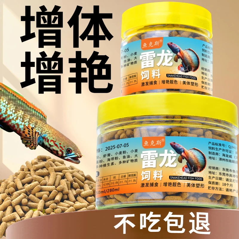 雷龙鱼专用饲料七彩彩虹奶茶血斑科技观赏鱼不浑水高蛋白颗粒鱼