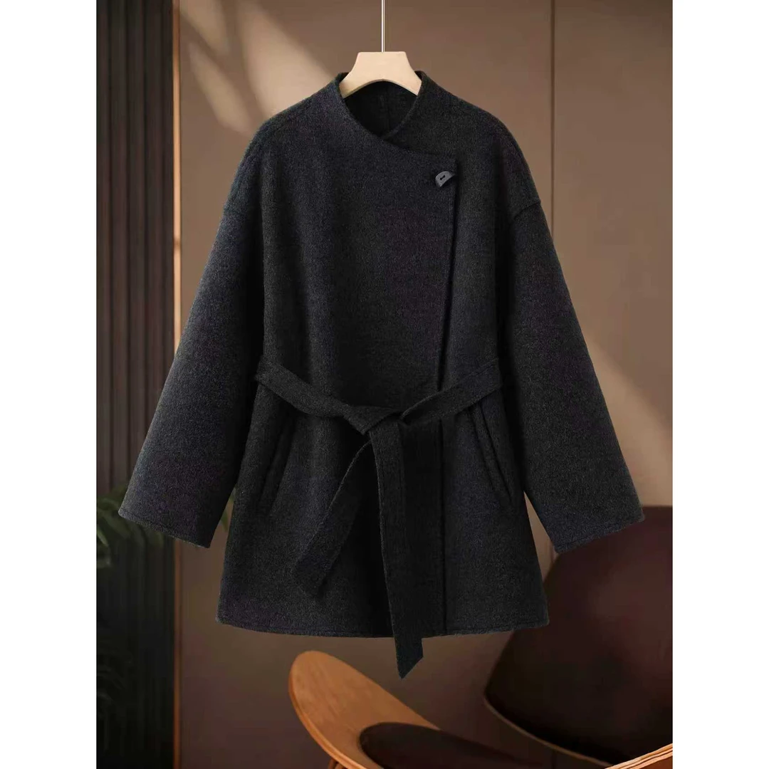 25秋冬季百搭双面呢大衣女中长款宽松秋冬羊毛呢外套