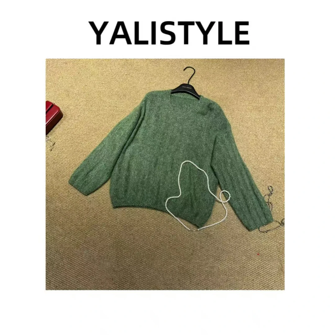 YYSTATIONS 【暖阳！】宽松慵懒绿色套头毛衣小香风针织衫-25123