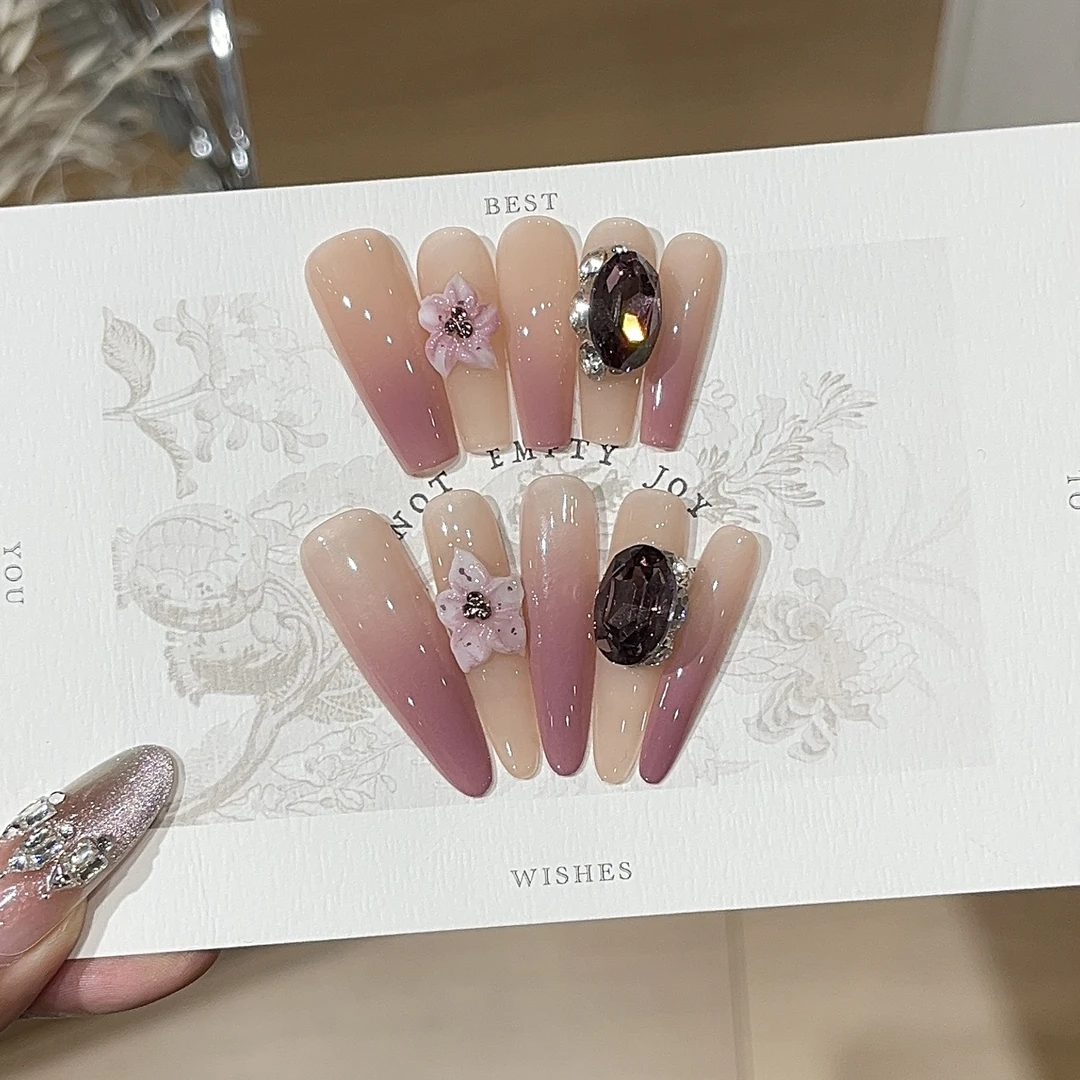 【浆果葡萄】显白酒渍葡萄渐变立体调花紫罗兰钻穿戴甲