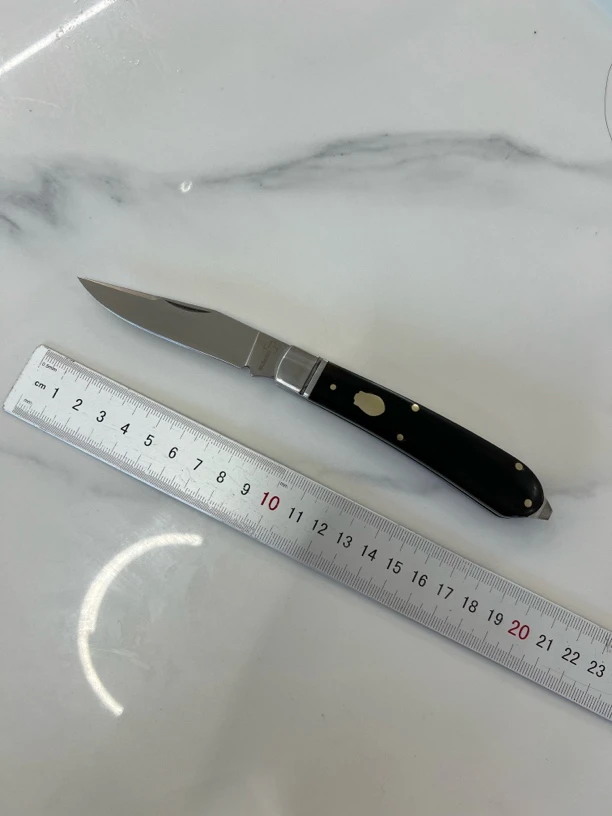 外贸库存 博客黑牛角D2钢材无锁折叠家用水果刀