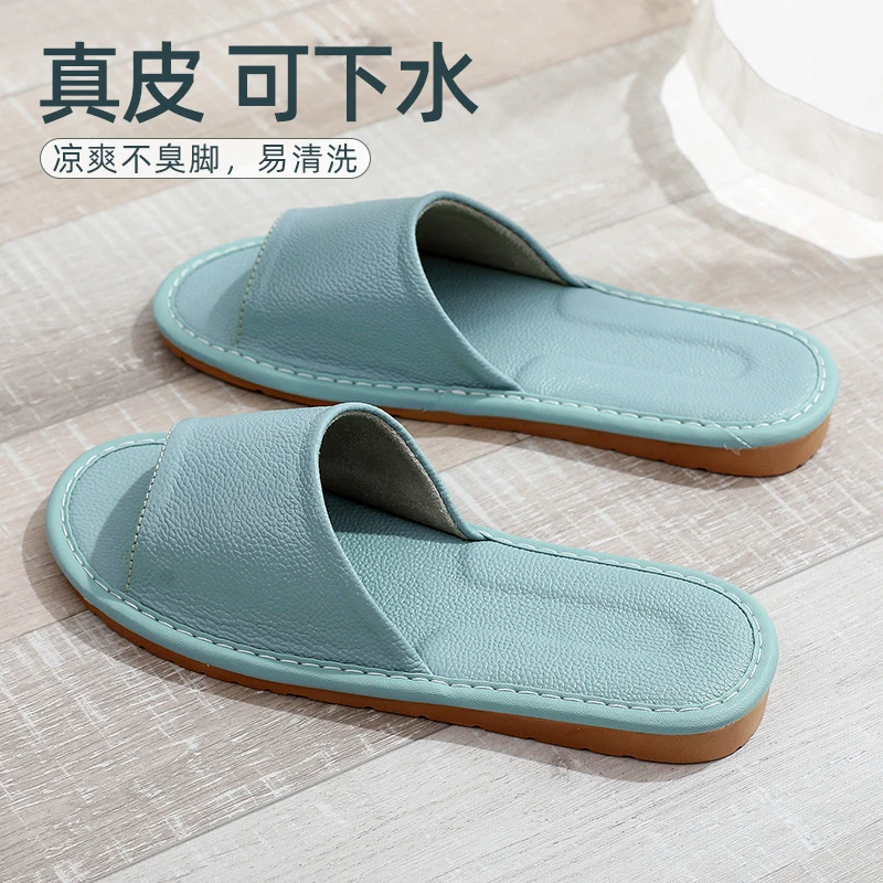 真皮家居拖鞋女夏季居家室内防滑防水牛皮凉拖鞋不臭脚软底家用男